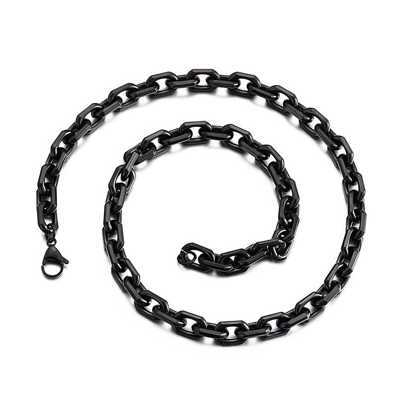 European and American Domineering Personality Black-plated Edging O-chain Titanium Steel Men's Bracelet Necklace