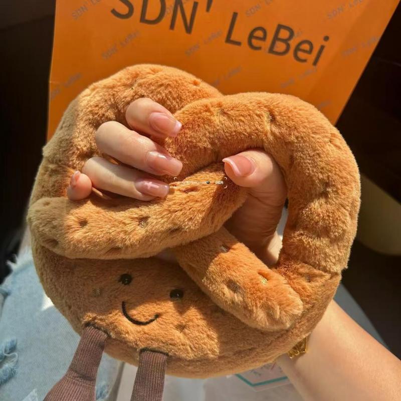 Fun Cute Soft Pretzel Plush Toy, Realistic Bread Shape Plushie, Snuggle Toy for Kids Gifts