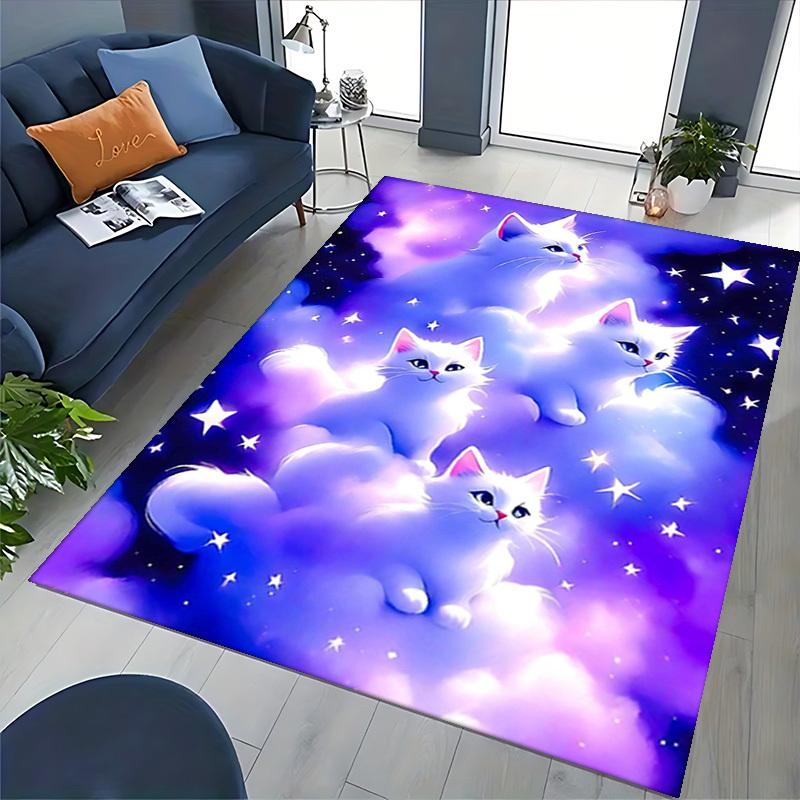 1 Stück Anime Katze Stuhlmatte - Niedliches Cartoon-Design Büroteppich, Rutschfester Teppich für Schreibtisch, Festliches Geschenk, Universell für Alle Jahreszeiten, Heimdekoration, Wohnzimmer,