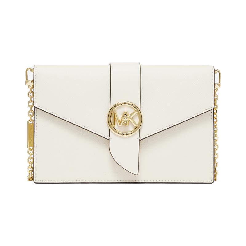 MICHAEL KORS Charm Flip Letter LOGO Chain Commuting Cowhide Crossbody Bag Medium Women s Milk White белый