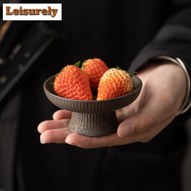 Retro Kiln Change Gilded Ceramic Fruit Dishes Elegant Mini Pastry Plate Fruit Plate Household Hospitality Dishes Tray Ornaments