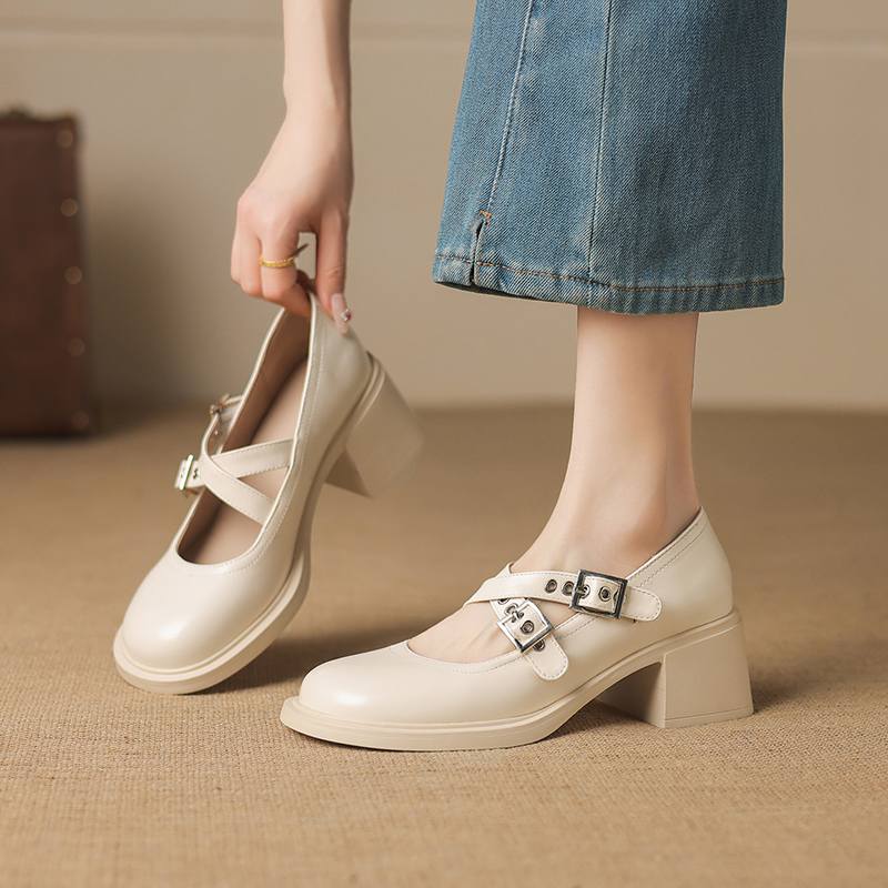 

Krazing Pot Microfiber Round Toe Thick Med Heels Spring Summer Shoes Big Size 43 size 33 Women Platform Pumps 33 слонова кістка