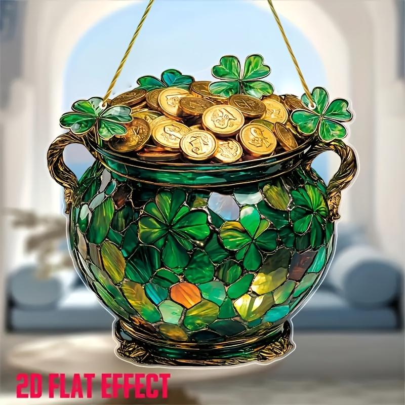 

2D Flat Bohemian Irish Themed Acrylic Clover Decoration Sign, Glass Effect, Suitable for decoration, Wall, porch, Room, Villa, accents Home, Hallway, 20*20cm