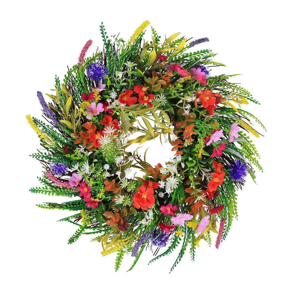 Spring Wrth Plastic Grass Front Door Artificial Flower Wrth for Outdoor Indoor Decoration 45cm