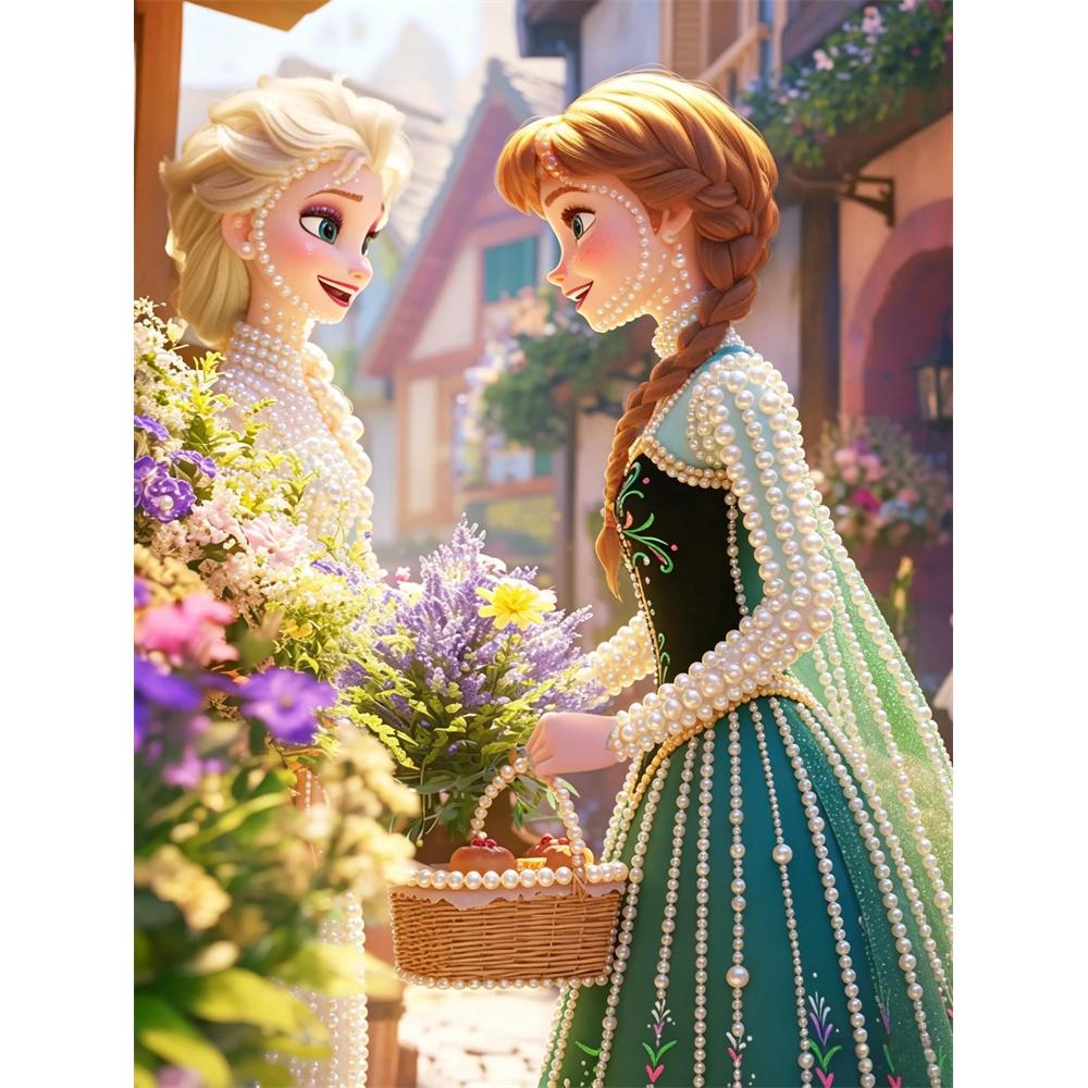 

Disney Pearl Painting Anna and Elsa DIY Pearl Art Painting Pearl Gem Painting Pictures Crafts Special Shape Home Wall Decoration 30x40
