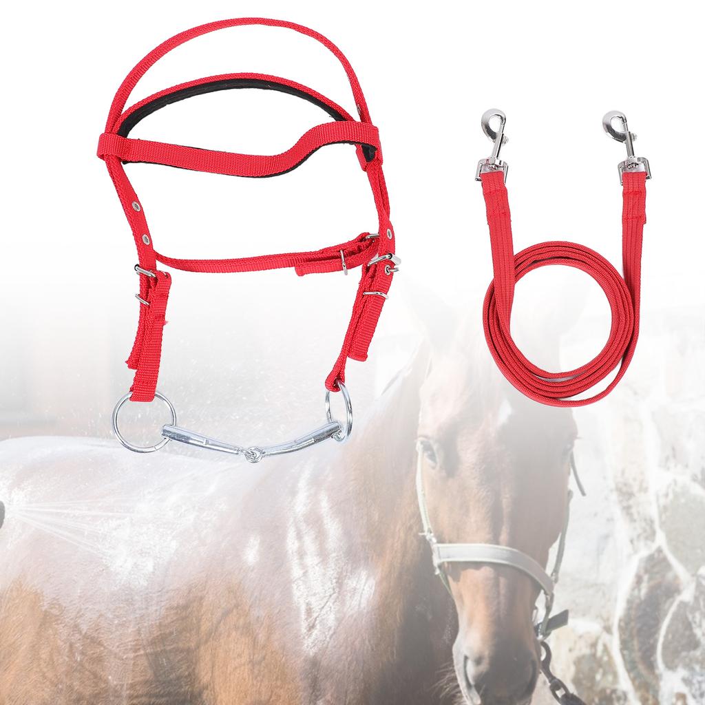 Horse Bridle Rein Nylon Stylish Adjustable Horse Bridle Headstall Equestrian Rein Red L( For Horses with Shoulder Height of 1.3 Meters and Above )