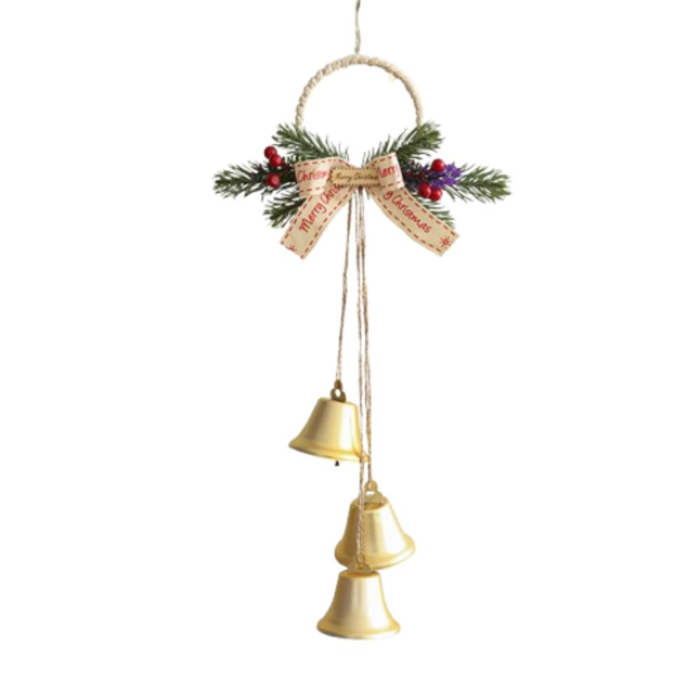Iron Christmas Chime Bells Retro Xmas Tree Hanging Bells Window Display Pendant