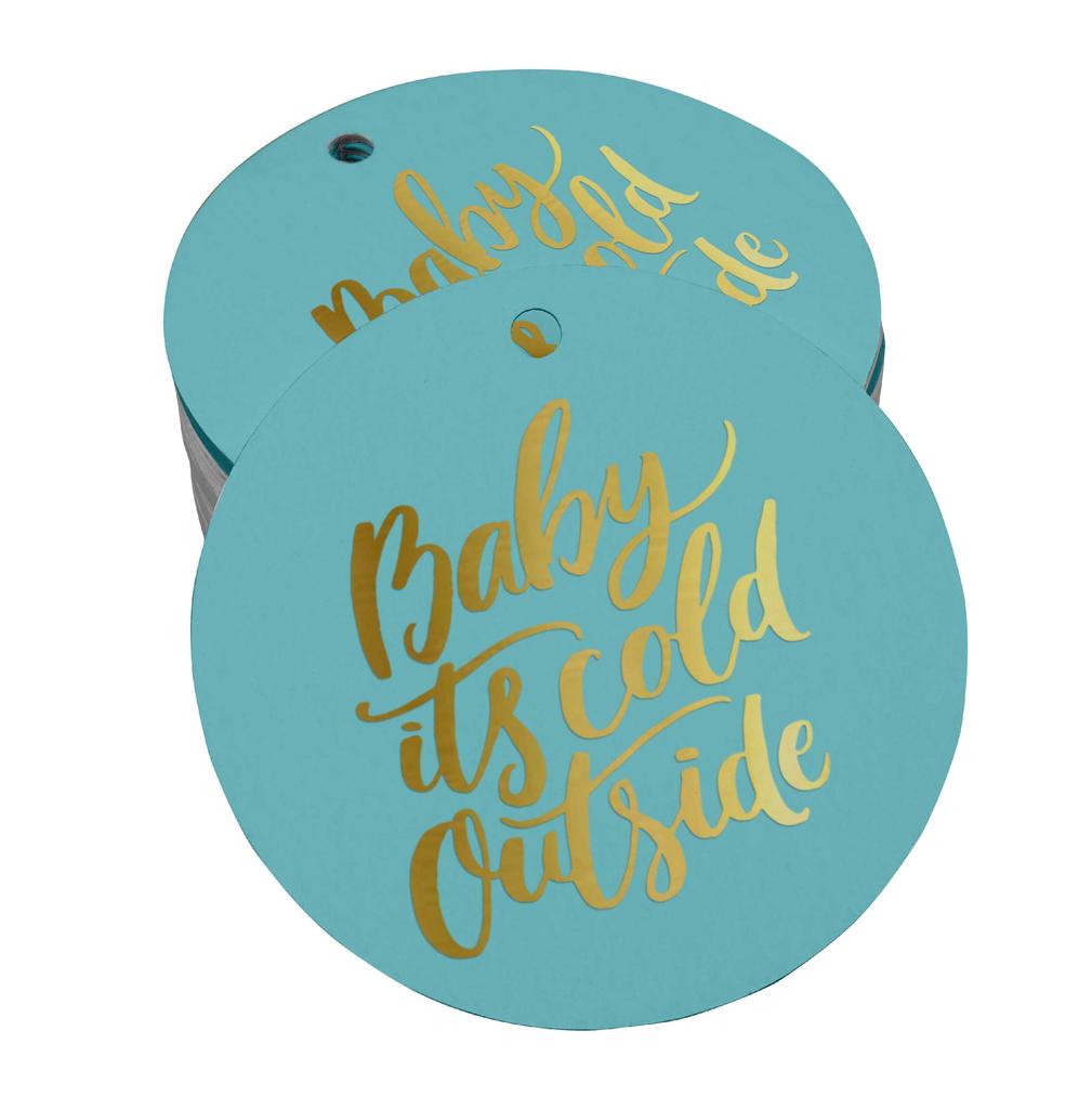 Inkdotpot Real Gold Foil Baby It's Cold Outside Baby Shower Tags Favor Hang Paper Tags 100