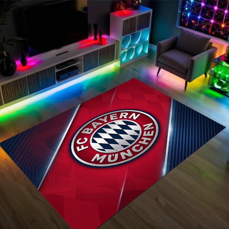 FC Bayern Design Kristall Samt Teppich Gemütlich Nicht?Rutschfester Teppich mit Aufdruck für Schlafzimmer Wohnzimmer Eingang