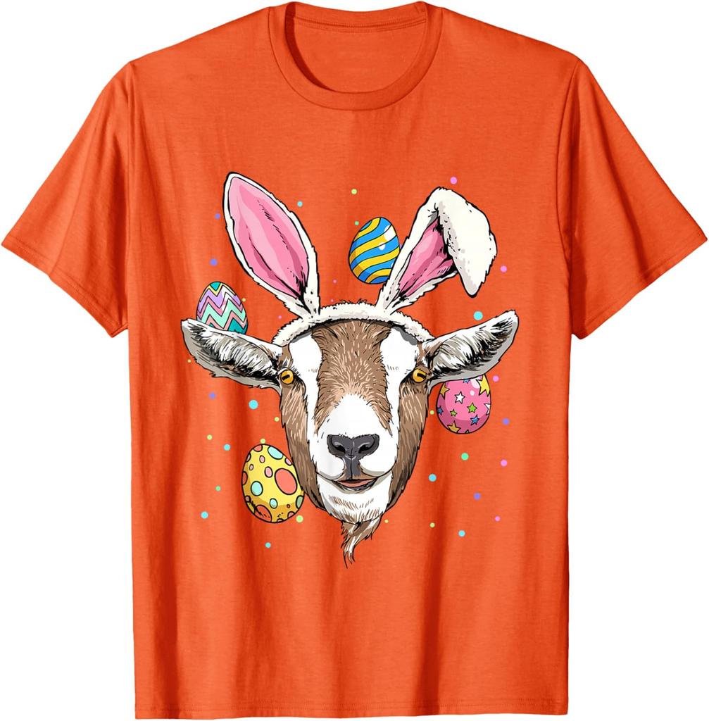Easter Bunny Goat Graphic Tee Funny Farm Animal Lover Spring Holiday T-Shirt