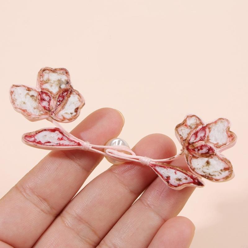 Handcrafted Flower Branch Qipao Button, Fabric Look Sewing Button for Traditional Outfit Repair and Garment Projects, 1 Piece
