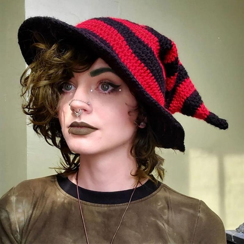 Skin-friendly Knit Witch Hats Handmade for Halloween Diy Hair Accessories Crafts Halloween Carnival Party Supplies