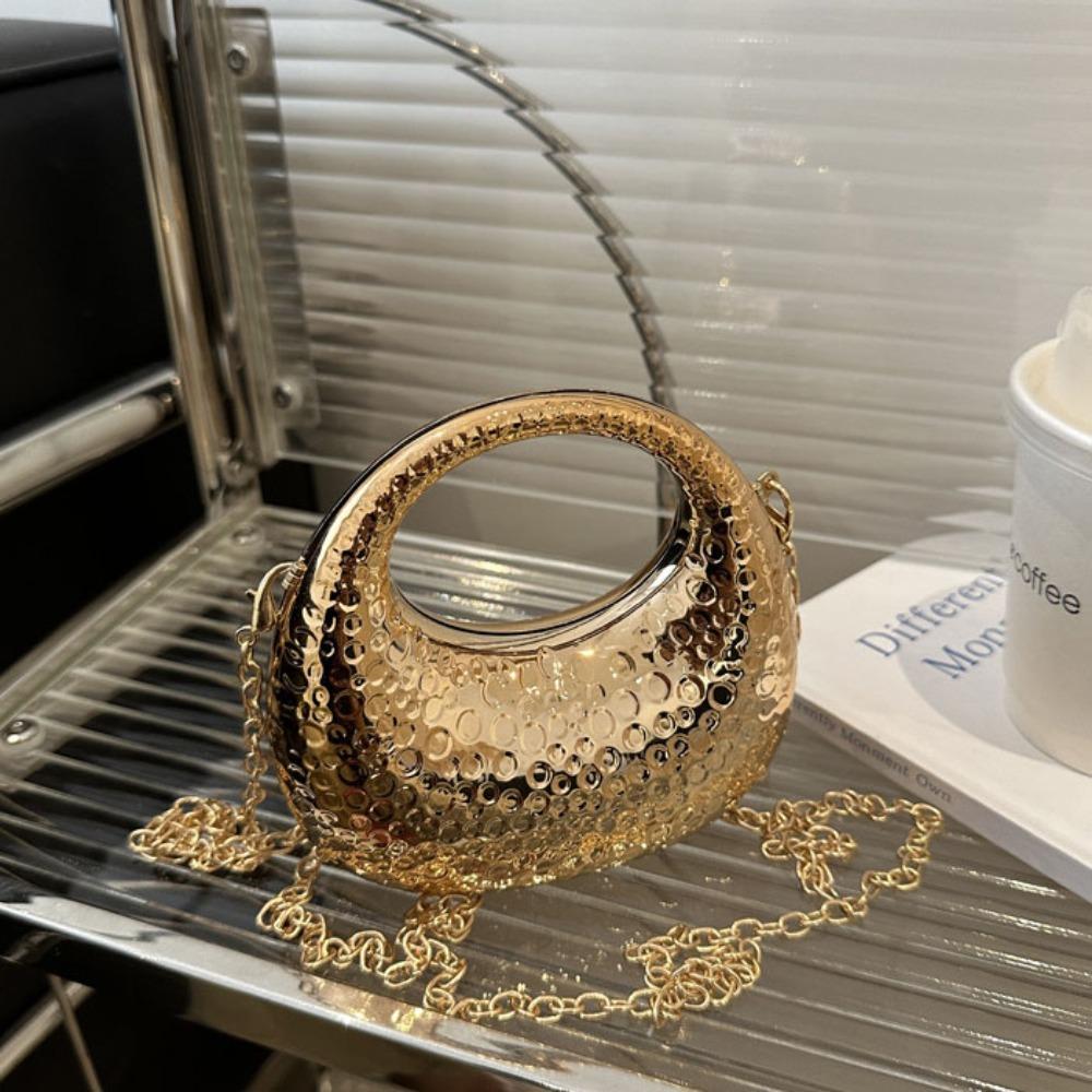 

Korean Style Acrylic Box Shoulder Bag Mini Messenger Bag Funny Party Bag Banquet Chain Bag Girls Gold(Style A)