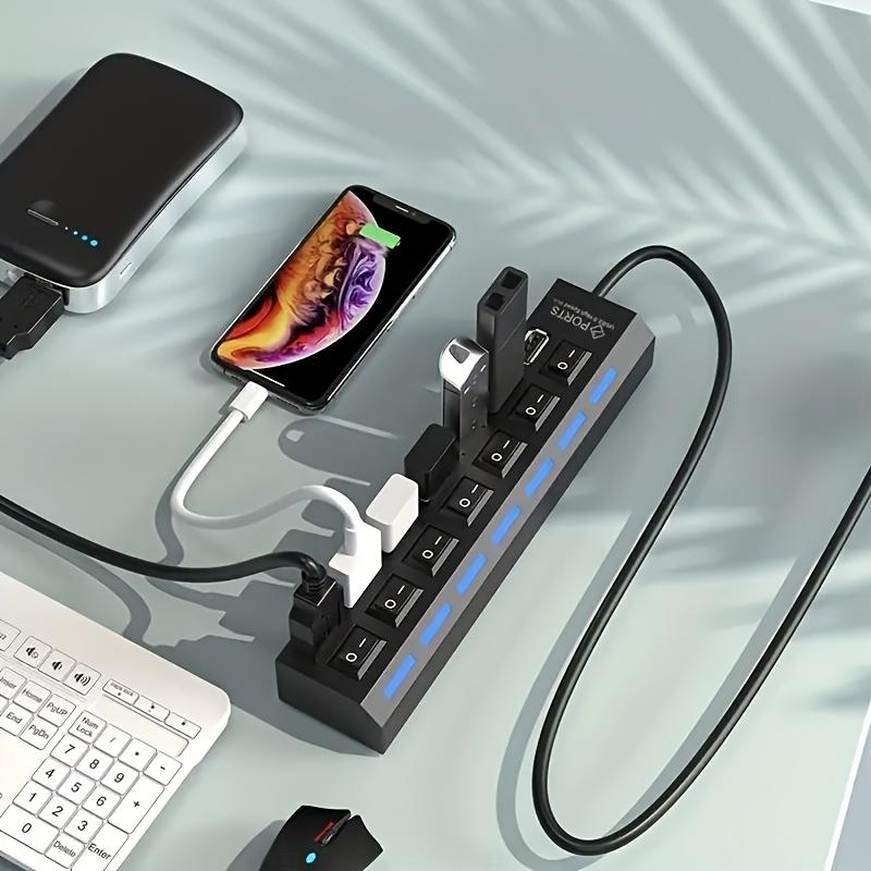 7 Ports/4 Ports LED USB 2.0 Adapter Hub Power On/Off Schalter Für PC Laptop Computer