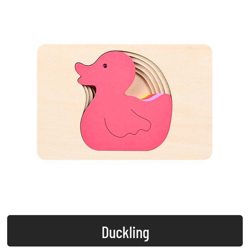 

Пятислойный мультяшный деревянный пазл с животными - Многоцветный градиент для когнитивного развития в раннем детстве