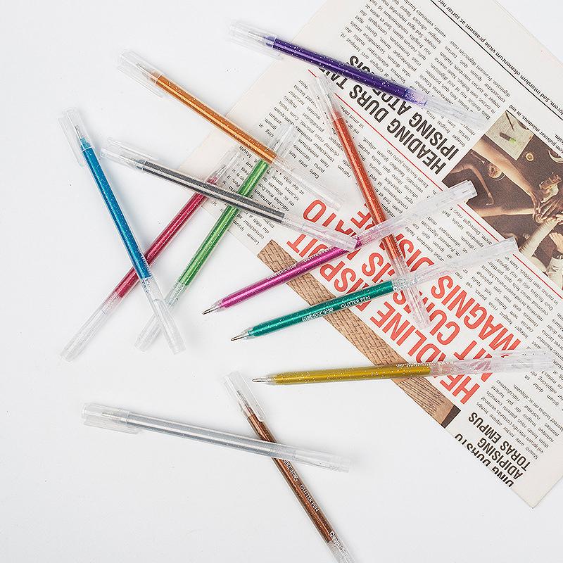 

12 цветов блестящие гелевые ручки 1,0 мм цветная гелевая ручка для школы, офиса, раскраски, журналы, рисование, рисование, художественный маркер