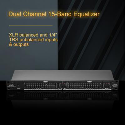 Btuty EQ-215 Profesionální dvoukanálový 15pásmový ekvalizér 1U pro montáž do racku 2kanálový stereo grafický ekvalizér