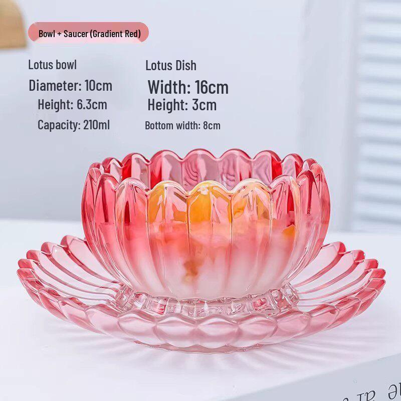 Luxury Multicolor Glass Lotus Bowl Set for Fruit Salads & Desserts