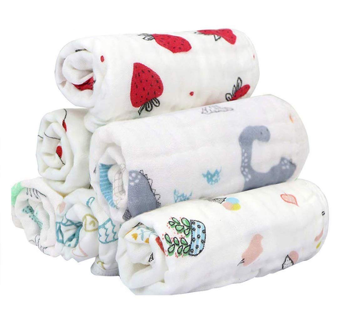 

Baby Gauze Handkerchiefs with Personalized Baby Set of 6 [MOMSMENU] Loops, Name, 6-Layer Gauze, 100% Cotton, 30x30cm,