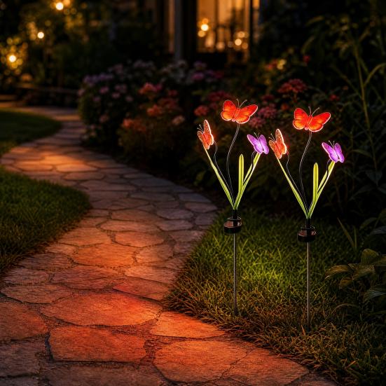 Solar Butterfly Flower Light Garden Lights Outdoor LED Waterproof