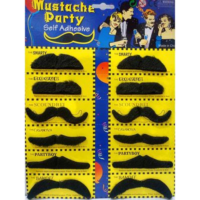 Halloween Masquerade Fake Beard Set – 12 Styles of Big Beards & Handlebar Mustaches