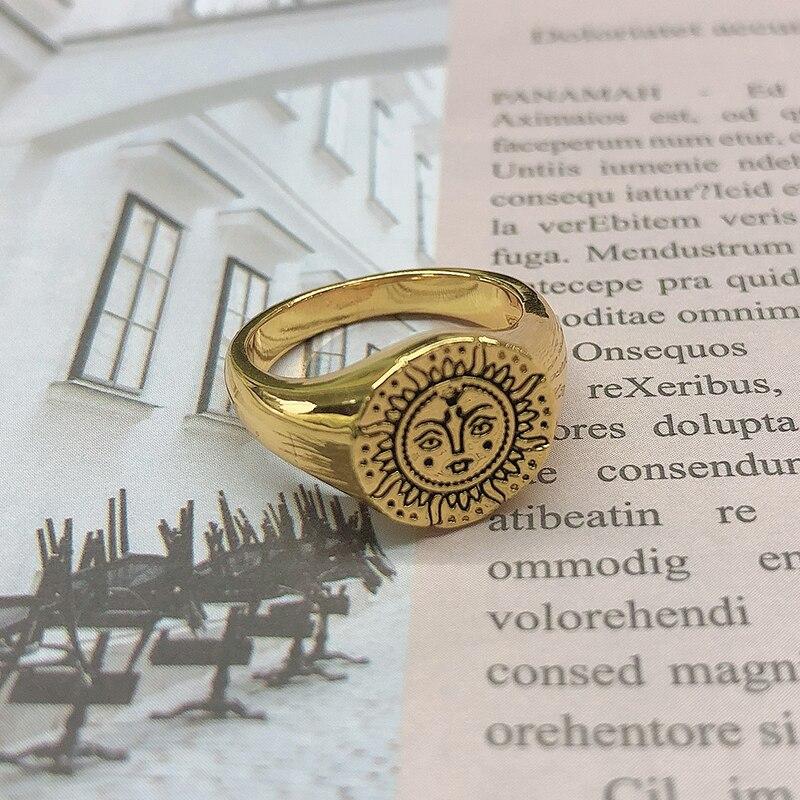 

Винтажное кольцо от солнца для женщин, кольца от солнца для лица в стиле панк, модные винтажные кольца для пар, готические ювелирные изделия, блестящее женское кольцо в стиле ретро 6 золотой