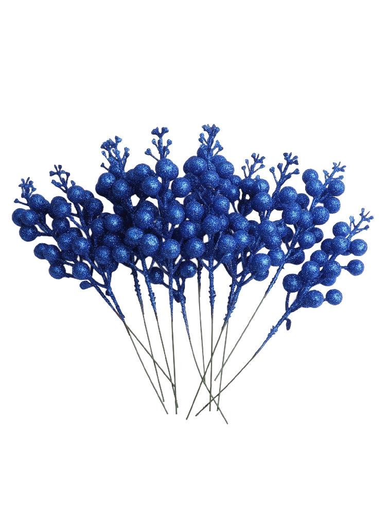 12x New Artificial Christmas Glitter Berries Stems Xmas Tree Wreath DIY Decor