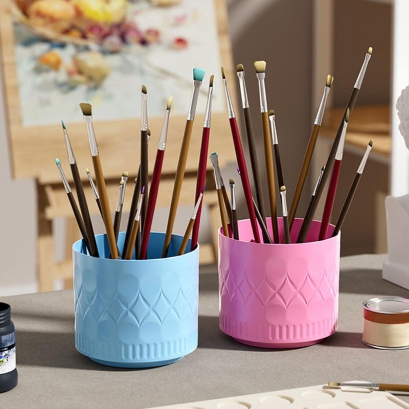 Drillless Cosmetic Brush Holder 360 Degree Rotating Spacious Makeup Organizers Cups For Desk Bathroom Countertop