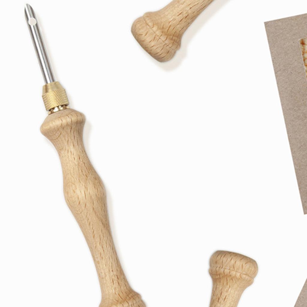 Wooden Handle Punch Needle with Needle Tips Embroidery Pens Sewing Embroidery Punch Needle Weaving Tools for Thread Yarn