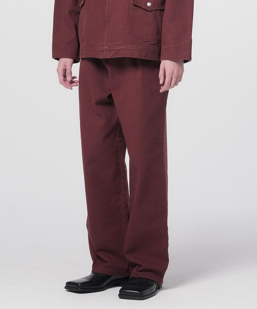 Honguseong Washed Twill Cotton Trousers_Burgundy
