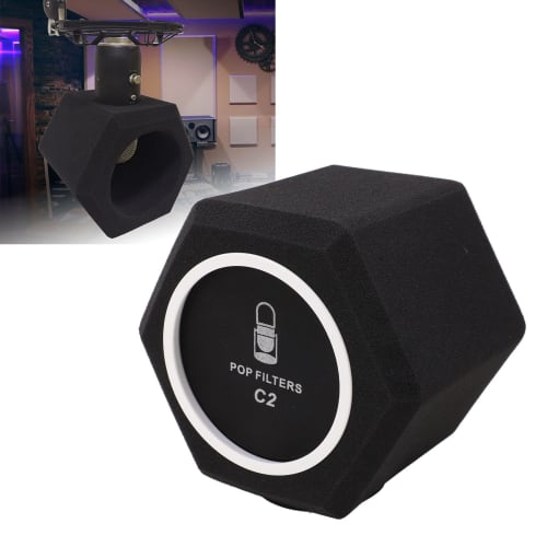 Microphone Isolation Shield, Acoustic Microphone Windshield Sponge Cover, 5-Sided Sealing and Detachable Design, Reduces Noise and Reflection