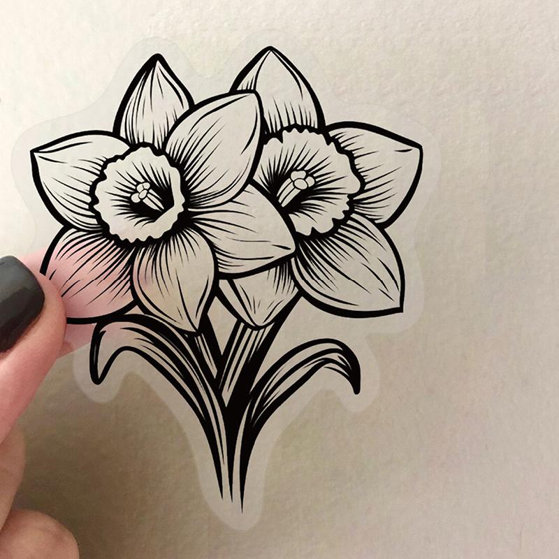 50Pcs Transparent Black White Vintage Flower Plant Stickers Decals Creative Diy Laptop Scrapbooking Decoration Pet Stickers