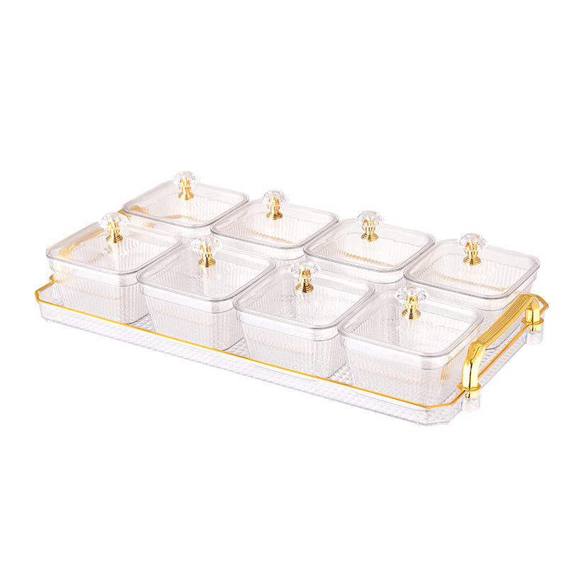 Home Living Room PET Plastic Compartment Snack Plate for Nuts, Dried Fruit, Sunflower Seeds, Fruit; Ideal for KTV Bars.