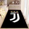 Sports Area Rug, Juventus FC Three Stars Black White Logo Poster, Fan Cave Decor, Non-Slip Mat
