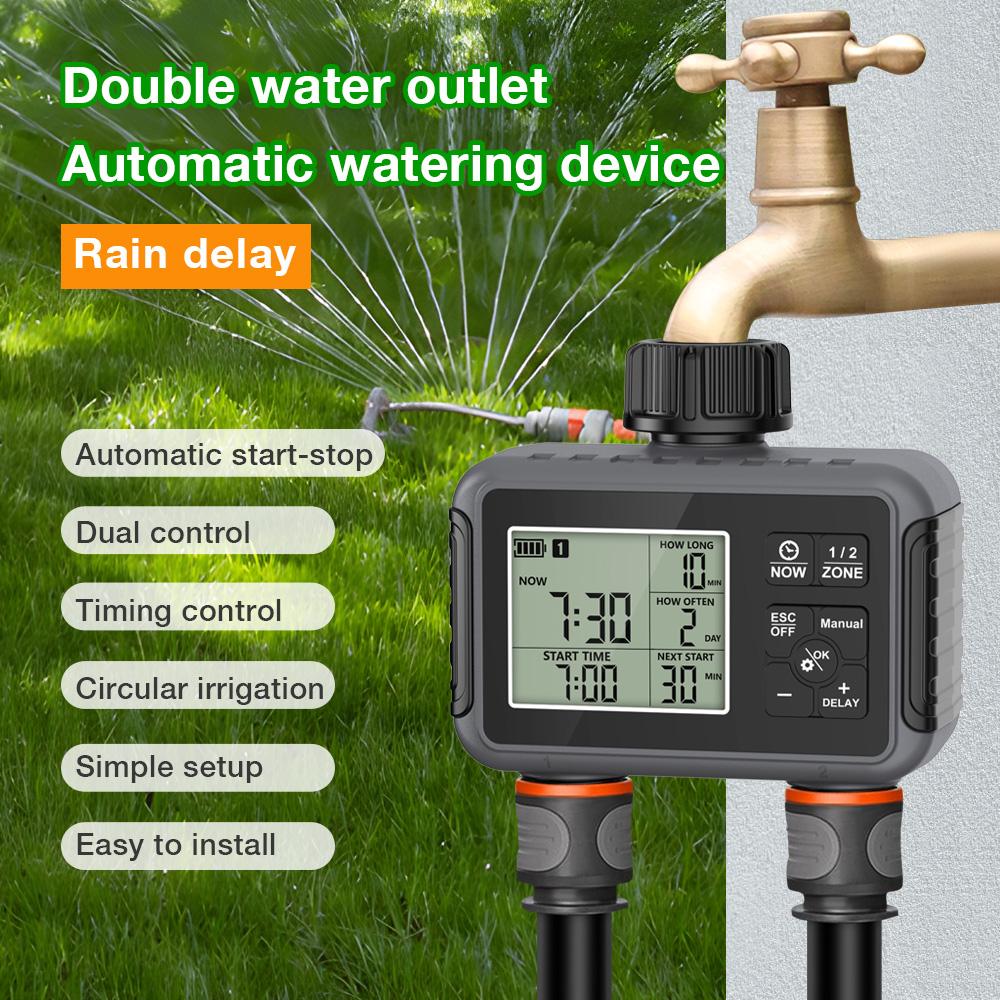 1/2/3-Outlet Irrigation Watering Timer Automatic Garden Flower Watering System Irrigation Timing Control for Lawn Greenhouse