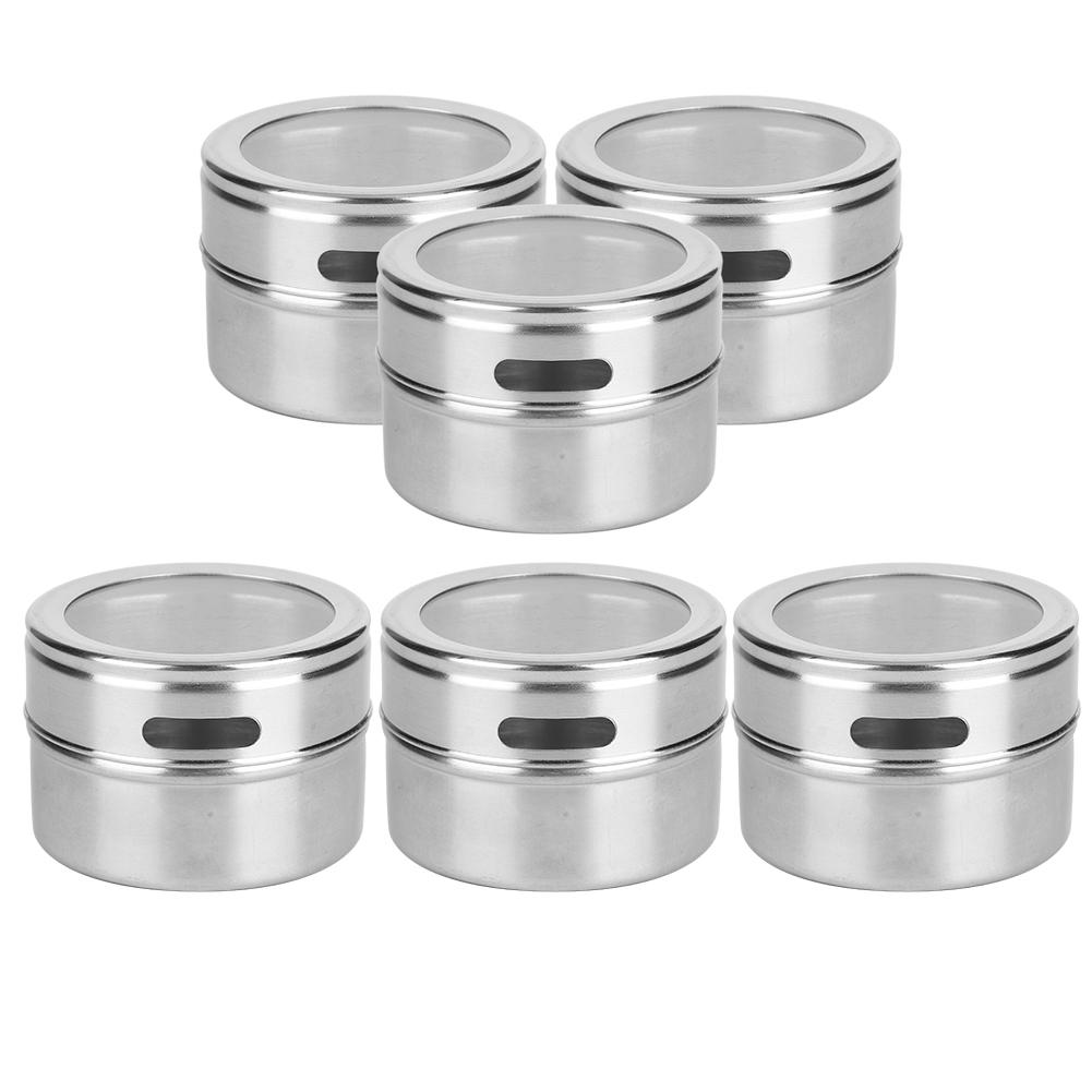 6 ks/sada Nerezová ocel Kořenka Nádoby na koření Pepř Koření Skladovací nádoby