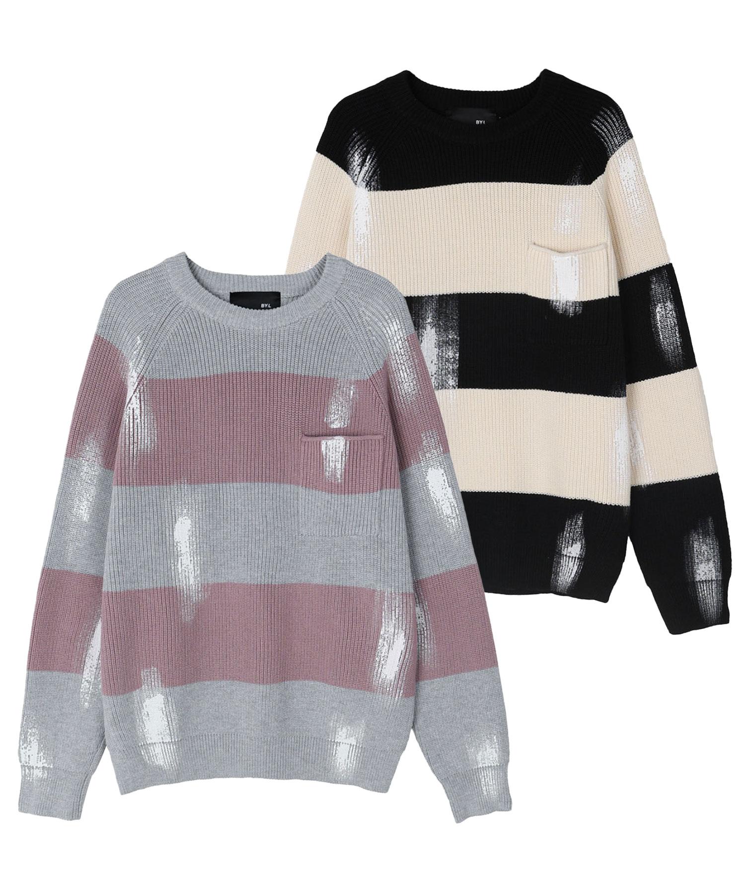 Biel Painted Stripe Knit_2 Colors Pink/Free