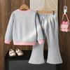 Girls' Toddler Outfit Children's Clothing Autumn New Korean Version 3D Bow Long Sleeve Sweatshirt Casual Long Pants