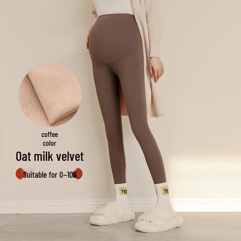 Maternityleggings i stora storlekar: Smalnande Höst/Vinter Byxor med Hajmage-stöd och Sammet