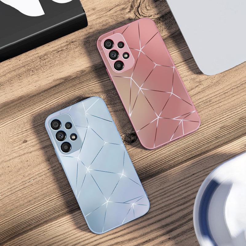 Lingge Dazzling Light For Samsung Galaxy S10 4G S20 11E 30 S21 21Fe 22 S24 Pro S23 Ultra 5G S8 S9 Tempered Glass Phone Case