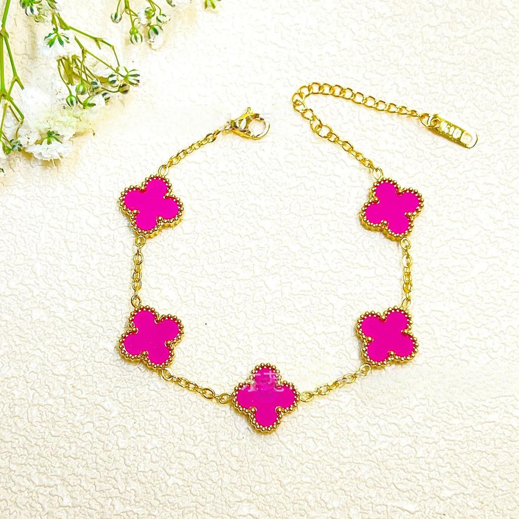 Bracciale Quadrifoglio Alta Qualità 18k Bifacciale Fortunato Cinque Fiori Moda Nuovo Bracciale Lusso Leggero