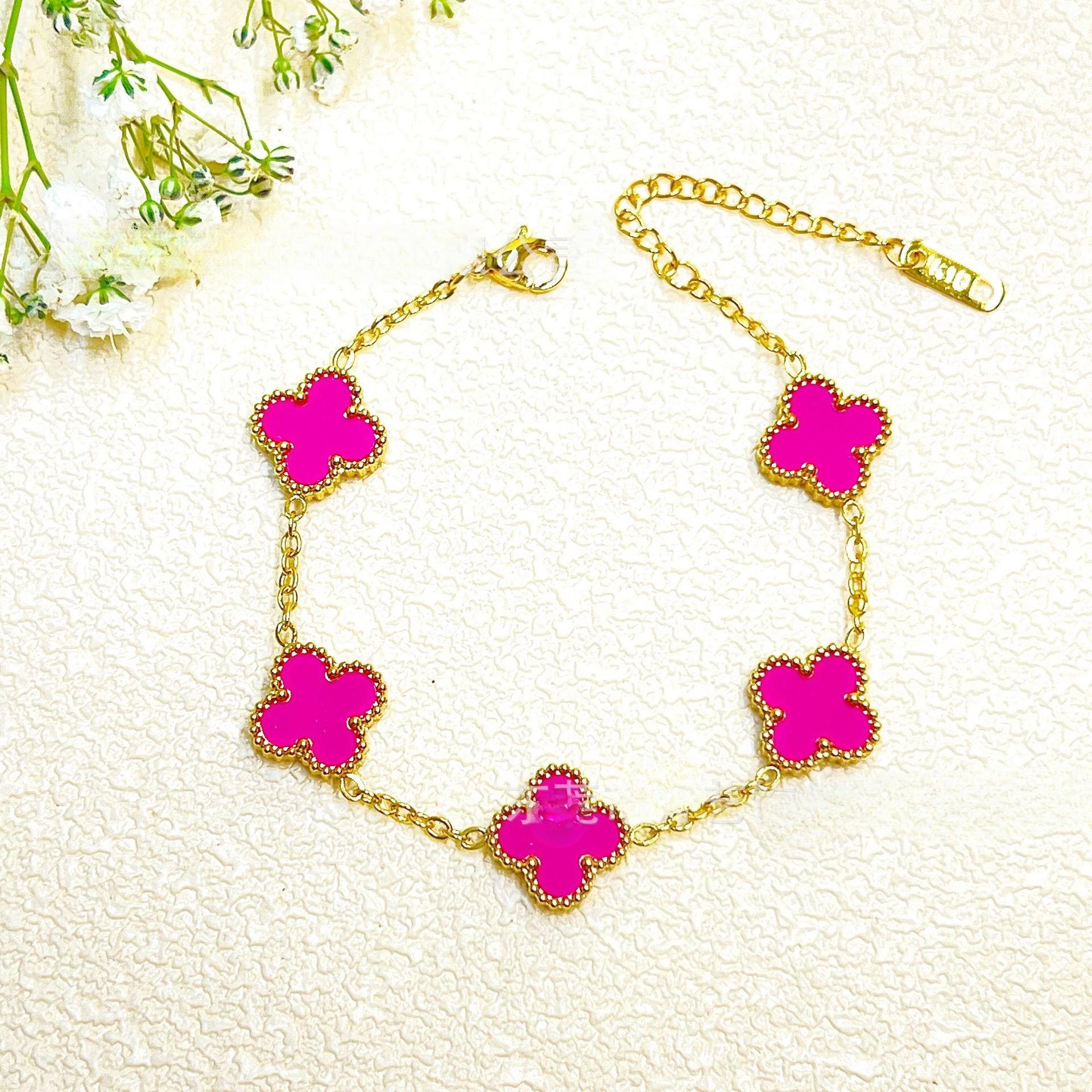 

Браслет Клевер Четырехлистный Высокое Качество 18к Двусторонний Счастливый Браслет Пятицветок Модный Новый Легкий Роскошный Браслет