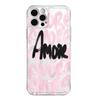 Pink Black Amore Brush Script Print Clear Phone Case For Samsung Galaxy S10 S20 S21 S22 S23 S24 S25 NOTE 10 20 ULTRA Cover