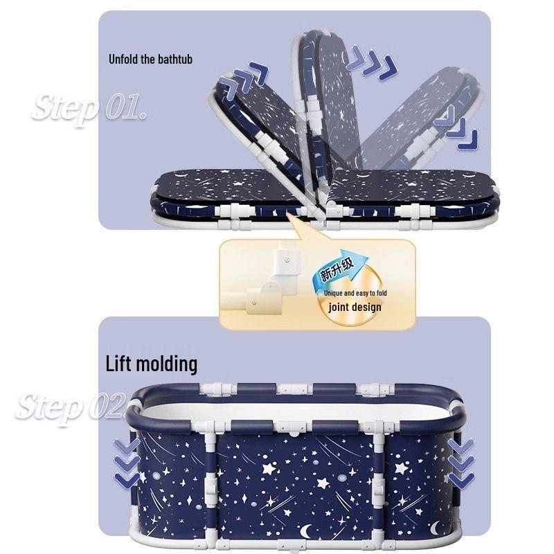 Rectangular Folding Bathtub for Adults and Children - No Installation Required, Full Body Thickened Design.