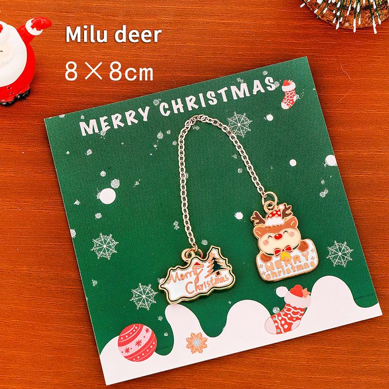 

Christmas Tree Wreath Elk Metal Bookmark Christmas Book Mark Pendant Student Gift Learning Stationery Supplies For Women Men Kid A4
