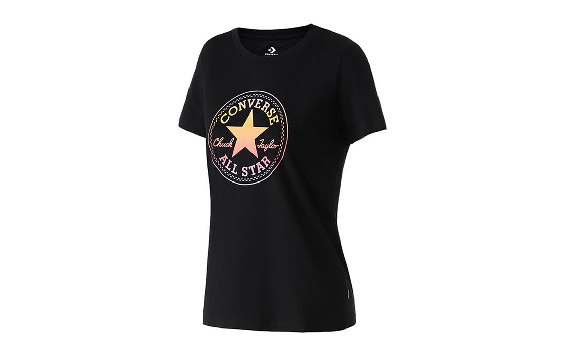 Converse Футболки Женские Черные С Круглым Вырезом Умеренные Другое 10017088-A02 M