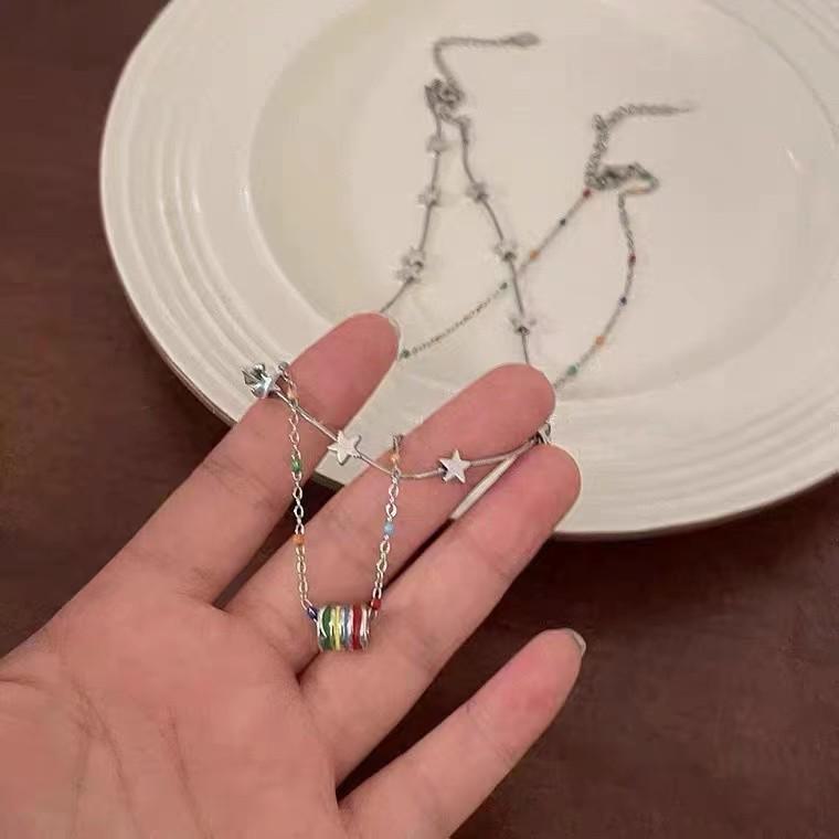 True Love Star-Matching Necklace: Double-Layered Chain for Women—Sweet & Cool High-End Clavicle Jewelry