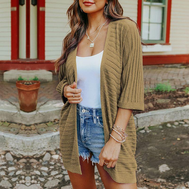 

Summer New Arrival Knitting Veils Outwear 2024 Fashion Seaside Vacation Bikini Outwear Loose All-Matching Smock Women Khaki S code fits (45.00 kg-55.00 kg