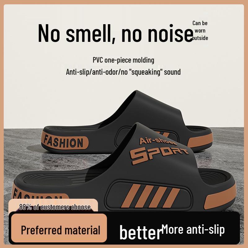 Summer Men's Non-Slip Slippers - Thick Sole Casual Plus Size Sandals for Wide Feet