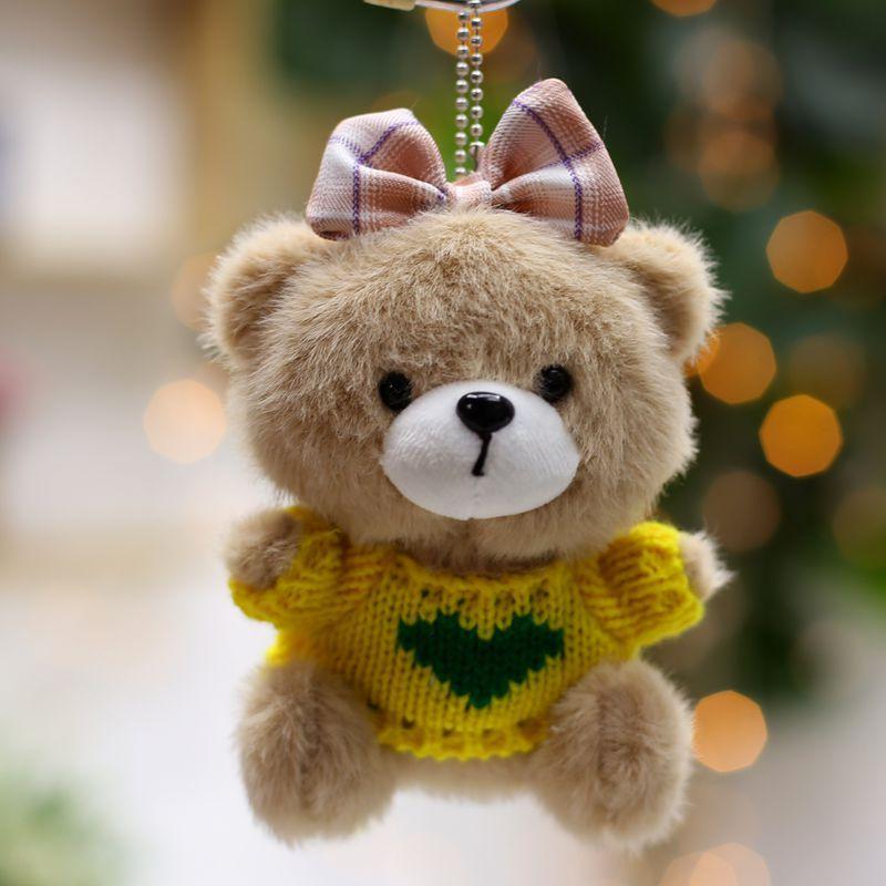 Neuer Niedlicher Plüsch Overall Bär Plüschtier Puppe Kreativer Auto Schlüsselanhänger Schüler Schultasche Hängedekoration